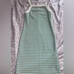 Forever 21 Green & White Striped Ribbed Top